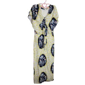 Chris Benz Womens Silk Floral Print Maxi Dress Asian Kimono Anthro Size 12